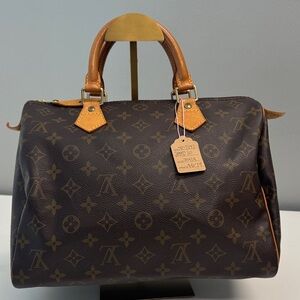 Louis Vuitton Monogram Speedy 30 Handbag Vachetta Leather Timeless Classic